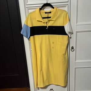 Yellow and Black Colorblock Polo Dress